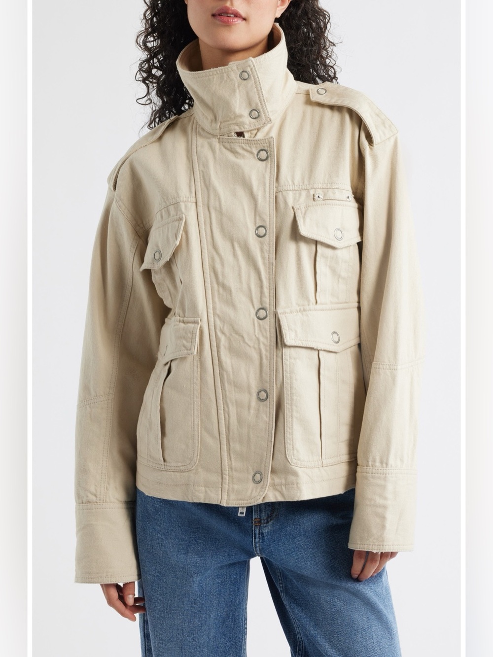 NWOT We the Free Free People Kali Washed Utility Jacket Oversized Morning Oat XS